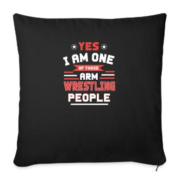 Bras de fer abattage d’arbres musculation musculation Bras de fer - Housse de coussin décorative 45 x 45 cm - noir - Devant