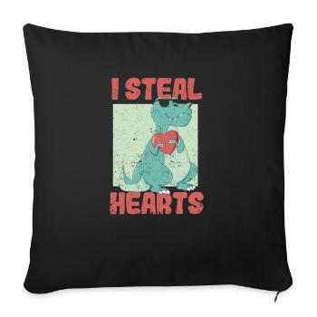 Ich stehle Herzen lustig Valentinstag Dinosaurier - Sofakissenbezug 45 x 45 cm - Schwarz - Vorne
