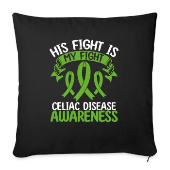 Mois du ruban de la maladie cœliaque Son combat est mon combat - Housse de coussin décorative 45 x 45 cm - noir - Devant