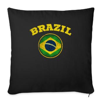 Retro Style Brazil Soccer Team Brasil Football Fan - Sofa pillowcase 17,3'' x 17,3'' (45 x 45 cm) - black - Front