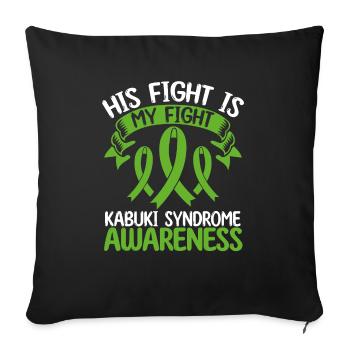 Mois du ruban du syndrome de Kabuki Son combat est mon combat - Housse de coussin décorative 45 x 45 cm - noir - Devant