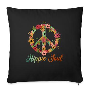 Hippie Soul Daisy Flower Peace Sign - Sofa pillowcase 17,3'' x 17,3'' (45 x 45 cm) - black - Front