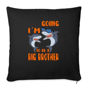 Je vais être un grand frère Révélation de bébé requins - Housse de coussin décorative 45 x 45 cm - noir - Devant
