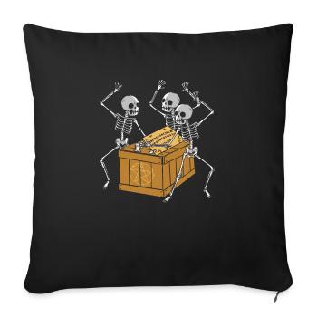 Rétro squelette d’Halloween jouant Ouija horreur - Housse de coussin décorative 45 x 45 cm - noir - Devant