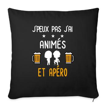 je peux pas animés - Housse de coussin décorative 45 x 45 cm - noir - Devant
