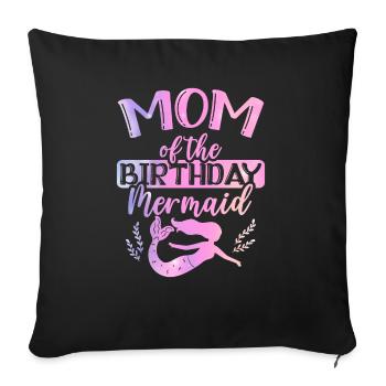 Maman De L’Anniversaire Sirène Mythique Créature Fin - Housse de coussin décorative 45 x 45 cm - noir - Devant
