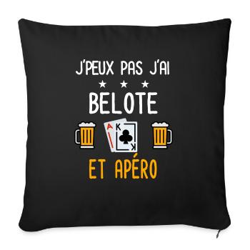 je peux pas belote cartes - Housse de coussin décorative 45 x 45 cm - noir - Devant