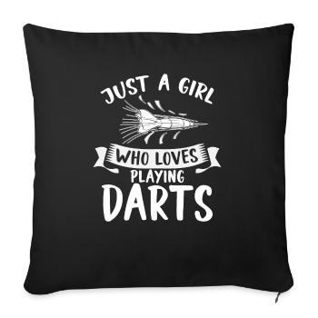 Juste une fille qui aime jouer au Darts Disc Club - Housse de coussin décorative 45 x 45 cm - noir - Devant