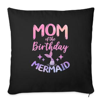 Maman De L’Anniversaire Sirène Mythique Créature Fin - Housse de coussin décorative 45 x 45 cm - noir - Devant