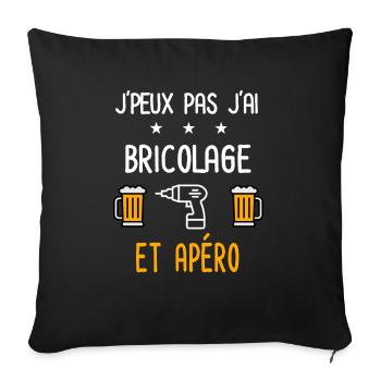 je peux pas bricolage perceuse - Housse de coussin décorative 45 x 45 cm - noir - Devant