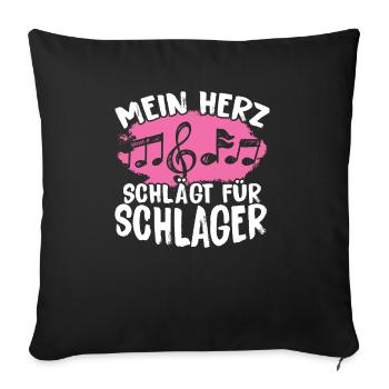 Mein Herz Schlägt Für Schlager Volksmusik Gaudi - Sofakissenbezug 45 x 45 cm - Schwarz - Vorne