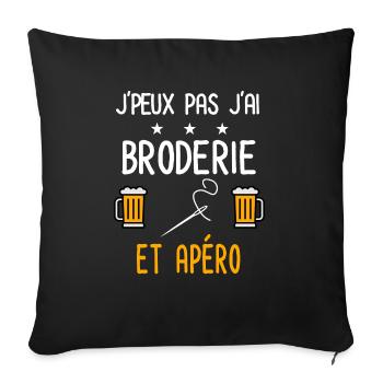 je peux pas broderie - Housse de coussin décorative 45 x 45 cm - noir - Devant