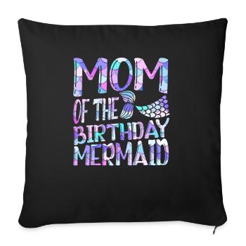 Maman De L’Anniversaire Sirène Mythique Créature Fin - Housse de coussin décorative 45 x 45 cm - noir - Devant