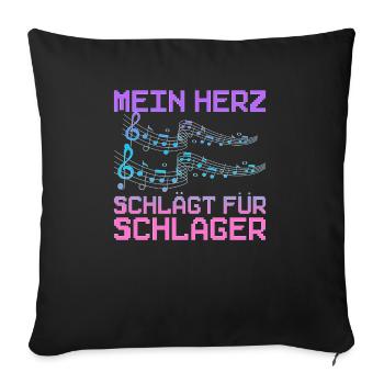 Mein Herz Schlägt Für Schlager Volksmusik Gaudi - Sofakissenbezug 45 x 45 cm - Schwarz - Vorne