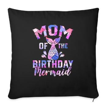 Maman De L’Anniversaire Sirène Mythique Créature Fin - Housse de coussin décorative 45 x 45 cm - noir - Devant