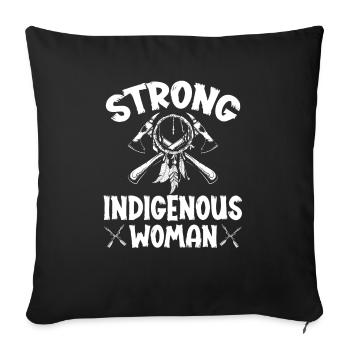 Strong Indigenous Woman Native American - Sofa pillowcase 17,3'' x 17,3'' (45 x 45 cm) - black - Front