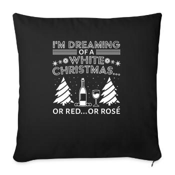 Weiße Weihnachten Wein Frohe Weihnachten Weinglas - Sofakissenbezug 45 x 45 cm - Schwarz - Vorne