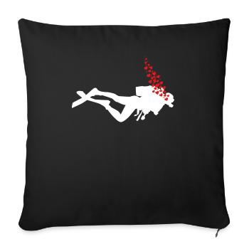 Underwater divers with air bubbles and hearts - Sofa pillowcase 17,3'' x 17,3'' (45 x 45 cm) - black - Front