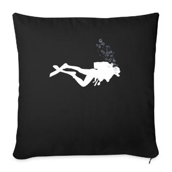 Plongeurs sous-marins sous l’eau avec des bulles d’air - Housse de coussin décorative 45 x 45 cm - noir - Devant