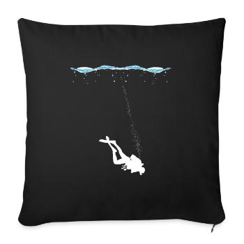 Plongeurs sous-marins sous l’eau avec des bulles d’air - Housse de coussin décorative 45 x 45 cm - noir - Devant