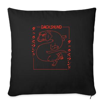 Teckel japonais Dragon Dog Fun Teckel - Housse de coussin décorative 45 x 45 cm - noir - Devant