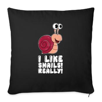 I really like snails - Sofa pillowcase 17,3'' x 17,3'' (45 x 45 cm) - black - Front