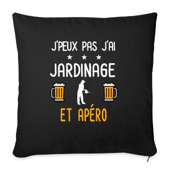 je peux pas jardinage jardnier - Housse de coussin décorative 45 x 45 cm - noir - Devant