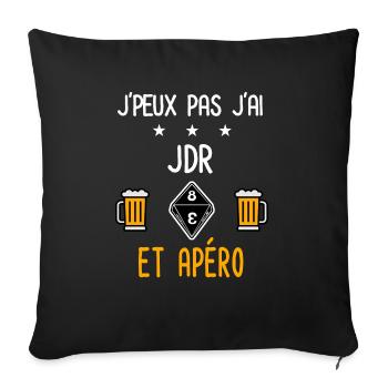 je peux pas jdr jeu de rôle - Housse de coussin décorative 45 x 45 cm - noir - Devant