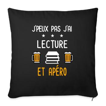 je peux pas lecture - Housse de coussin décorative 45 x 45 cm - noir - Devant