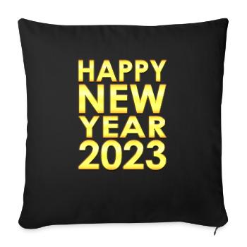 Party for New Year 2023 - Happy New Year - Sofa pillowcase 17,3'' x 17,3'' (45 x 45 cm) - black - Front