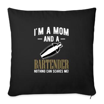 Dans Une maman et une chemise de barman - Housse de coussin décorative 45 x 45 cm - noir - Devant