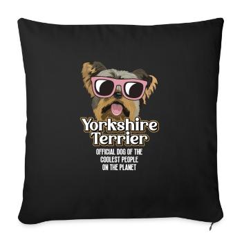 Yorkshire Terrier Yorkie Dog Cadeau - Housse de coussin décorative 45 x 45 cm - noir - Devant