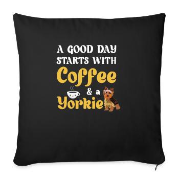 Yorkshire Terrier Yorkie Chien Cadeau - Housse de coussin décorative 45 x 45 cm - noir - Devant