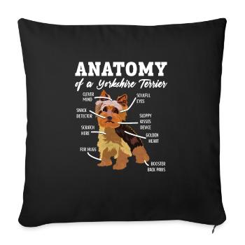 Yorkshire Terrier Yorkie Dog Cadeau - Housse de coussin décorative 45 x 45 cm - noir - Devant