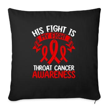 Mois du ruban du cancer de la gorge Son combat est mon combat - Housse de coussin décorative 45 x 45 cm - noir - Devant