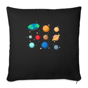 Flat Earth Society Verschwörungstheorie Flat Earther - Sofakissenbezug 45 x 45 cm - Schwarz - Vorne
