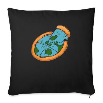 Flat Earth Society Flat Earther Pizza Lover - Sofakissenbezug 45 x 45 cm - Schwarz - Vorne