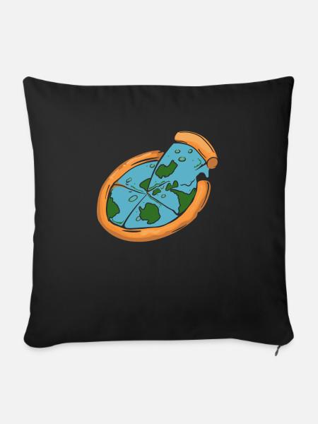 Flat Earth Society Flat Earther Pizza Lover - Sofakissenbezug 45 x 45 cm - Schwarz