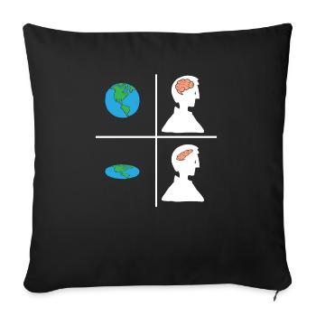 Flat Earth Society Verschwörungstheorie Flat Earther - Sofakissenbezug 45 x 45 cm - Schwarz - Vorne