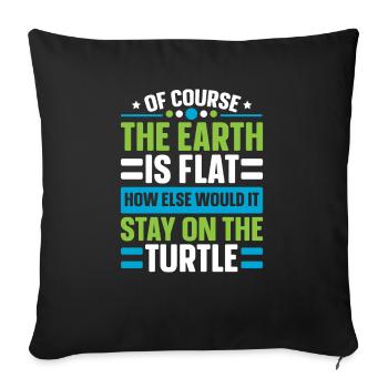 Flat Earth Society Verschwörungstheorie Flat Earther - Sofakissenbezug 45 x 45 cm - Schwarz - Vorne