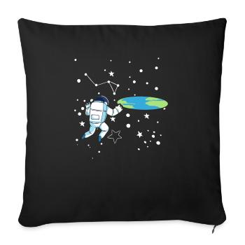 Flat Earth Society Verschwörungstheorie Flat Earther - Sofakissenbezug 45 x 45 cm - Schwarz - Vorne