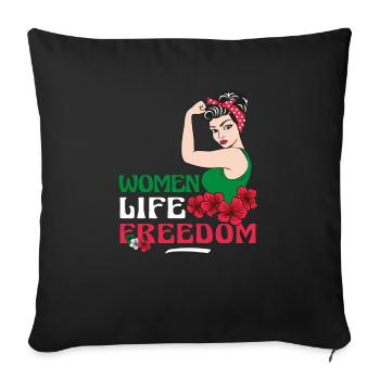 Cute Iranian Women - Women Life Freedom - Sofa pillowcase 17,3'' x 17,3'' (45 x 45 cm) - black - Front