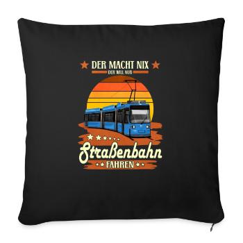 Trambahn Spruch R2.2 Straßenbahn München - Sofakissenbezug 45 x 45 cm - Schwarz - Vorne