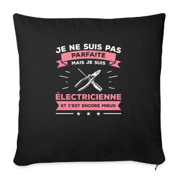 Un Électricien Au Courant Vaut Mieux Que Deux - Housse de coussin décorative 45 x 45 cm - noir - Devant