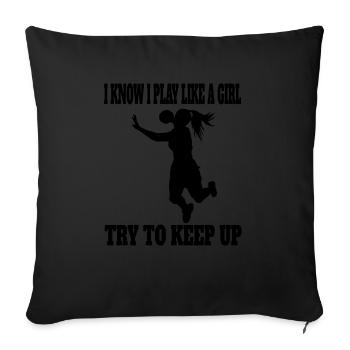 Handball Femme Handball Joueuse Femme Handball Joueuse - Housse de coussin décorative 45 x 45 cm - noir - Devant