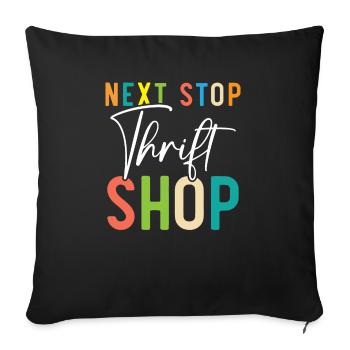 Nächster Halt Secondhand-Shop Sparsame Schnäppchenjagd - Sofakissenbezug 45 x 45 cm - Schwarz - Vorne