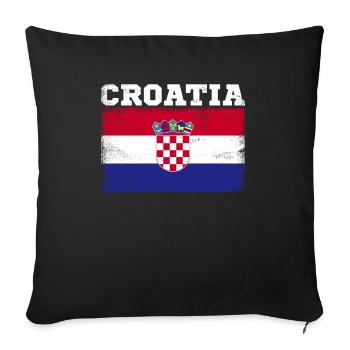vintage croatia - Sofa pillowcase 17,3'' x 17,3'' (45 x 45 cm) - black - Front