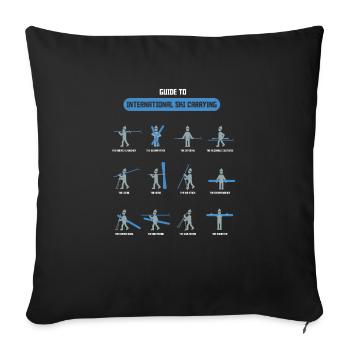 Lustiges Skifahrer und Apreski Design Ski Urlaub - Sofakissenbezug 45 x 45 cm - Schwarz - Vorne