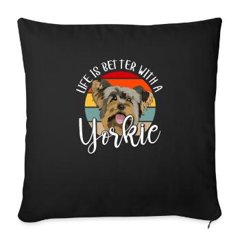 Yorkshire Terrier Yorkie Dog Cadeau - Housse de coussin décorative 45 x 45 cm - noir - Devant