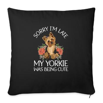 Yorkshire Terrier Yorkie Dog Cadeau - Housse de coussin décorative 45 x 45 cm - noir - Devant